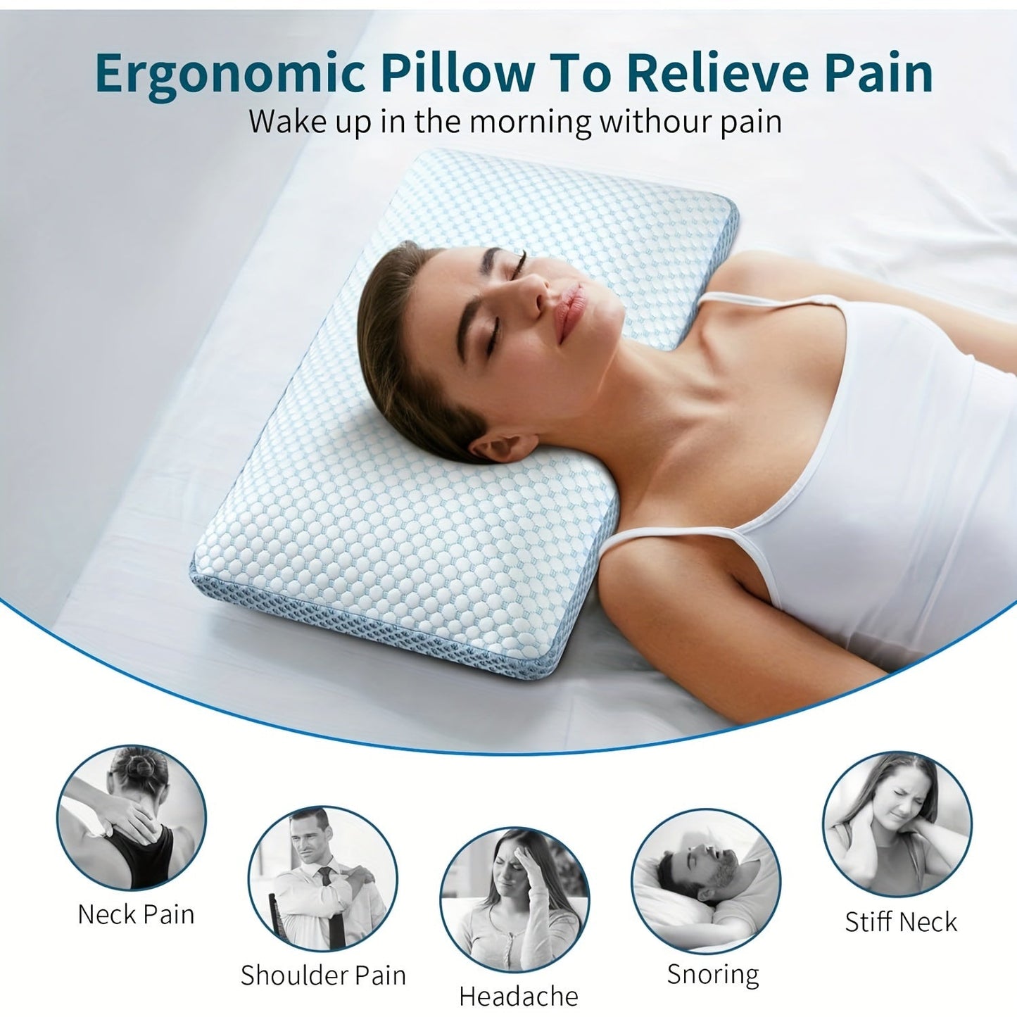 Oreiller Ergonomique Cervical – Soutien Optimal pour un Sommeil Réparateur sur le Dos ou sur le Côté