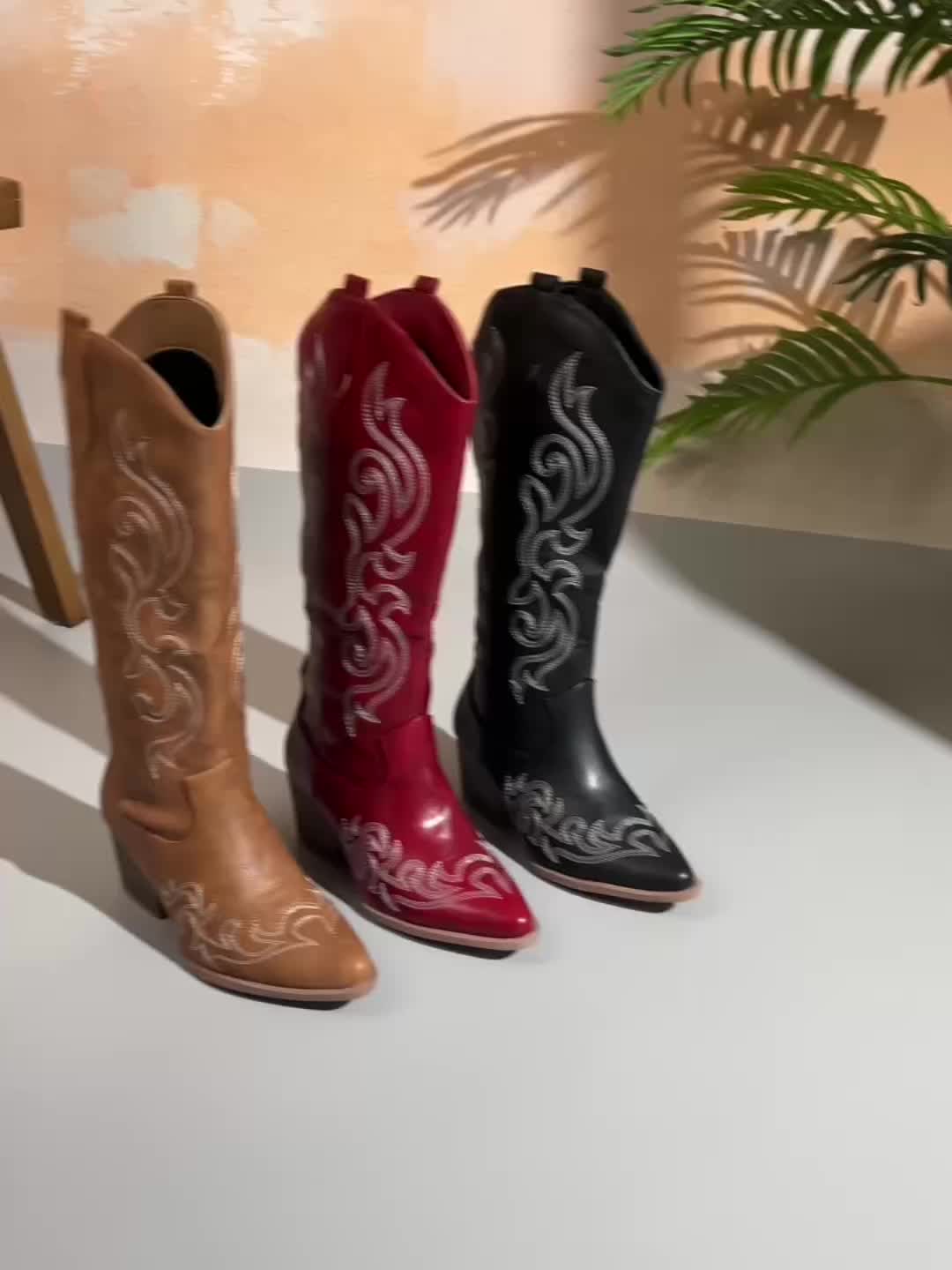 Bottes Cowboy Brodées Femme Western 4 Coloris