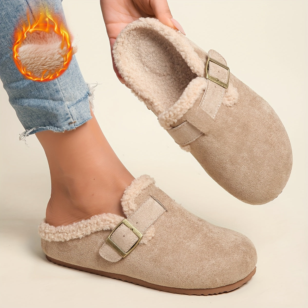 Mules Hiver Femme Semelle Épaisse Doublure 3 Coloris