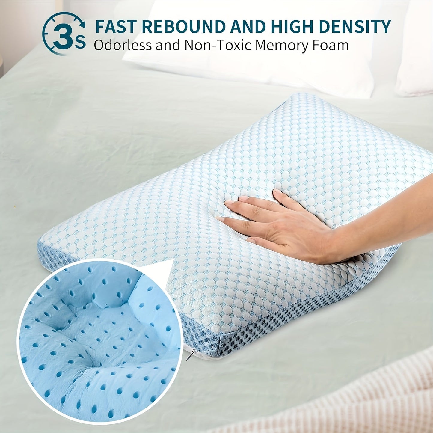 Oreiller Ergonomique Cervical – Soutien Optimal pour un Sommeil Réparateur sur le Dos ou sur le Côté