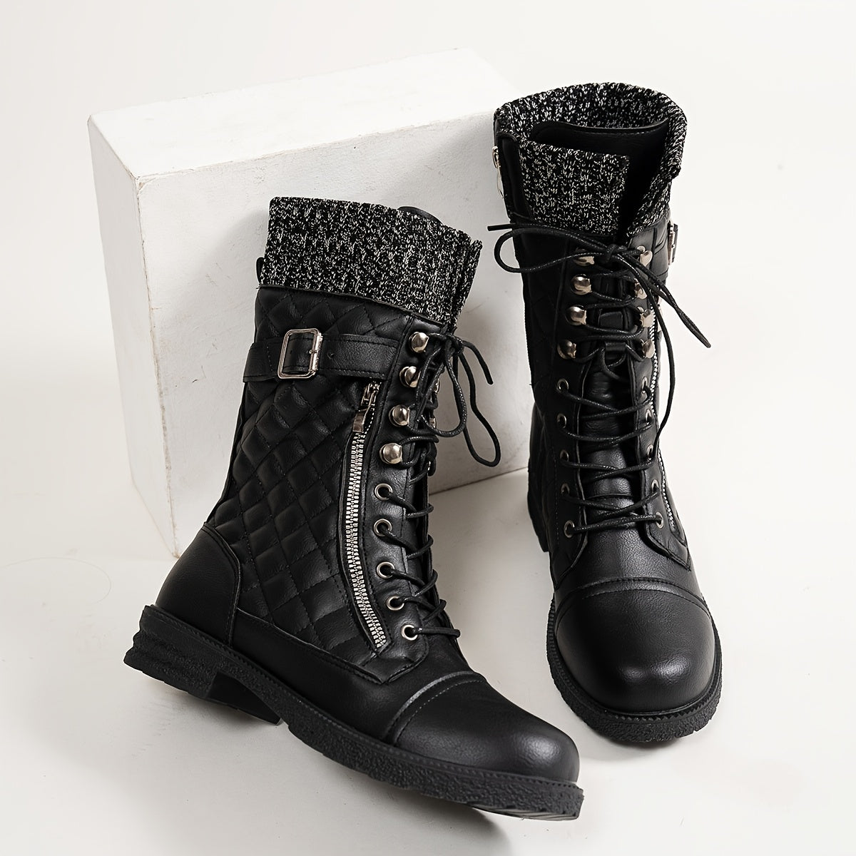 Bottes Motard Western Femme Doublure Thermique Noires