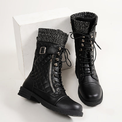 Bottes Motard Western Femme Doublure Thermique Noires