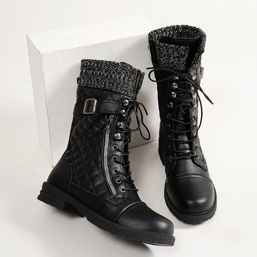 Bottes Motard Western Femme Doublure Thermique Noires