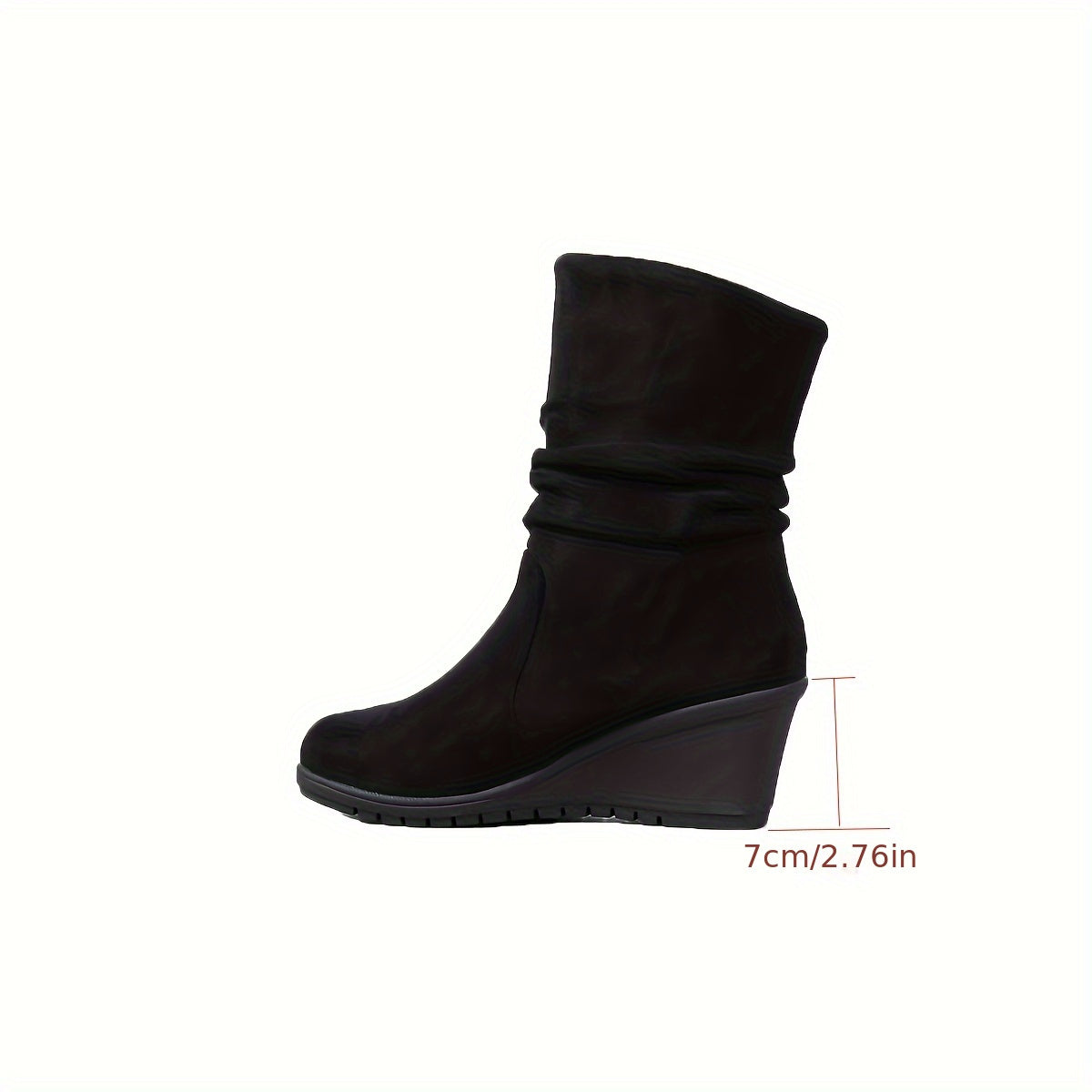 Bottes Mi-Hautes Compensées Plateforme Volants Femme Noires