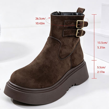 Bottes Western Plateforme Motard Vintage Café Femme