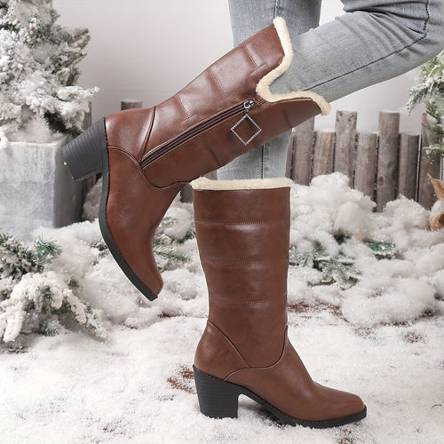 Bottes Femme Talon Bloc Zip Latéral 2 Coloris