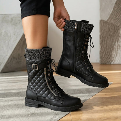 Bottes Motard Western Femme Doublure Thermique Noires