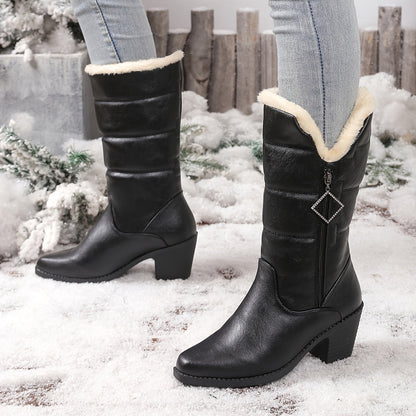 Bottes Femme Talon Bloc Zip Latéral 2 Coloris