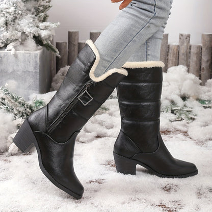 Bottes Femme Talon Bloc Zip Latéral 2 Coloris