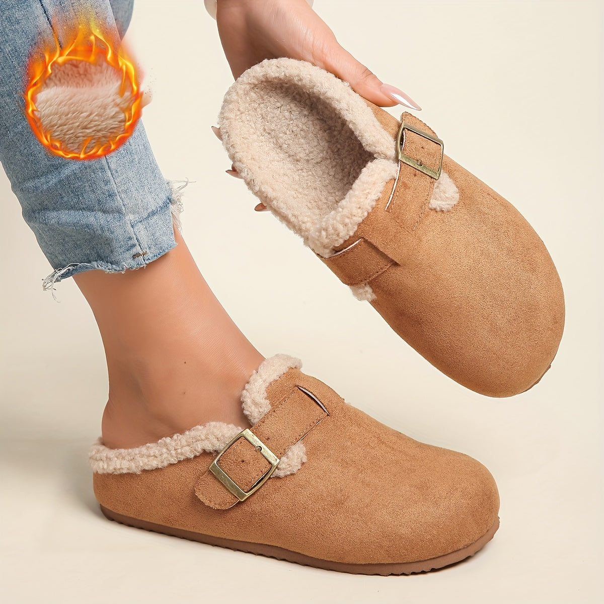 Mules Hiver Femme Semelle Épaisse Doublure 3 Coloris