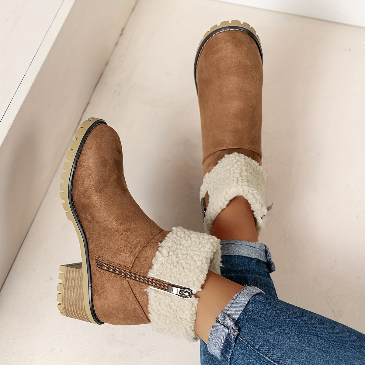 Bottines Zip Femme Chaudes Épaissies 5 Coloris