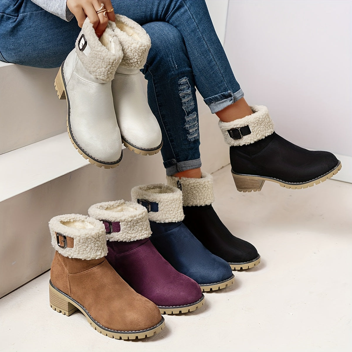 Bottines Zip Femme Chaudes Épaissies 5 Coloris