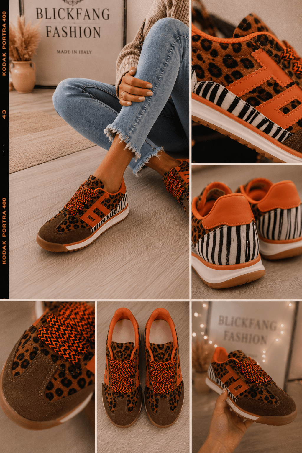 Baskets Femme Léopard Orange Tendance Statement