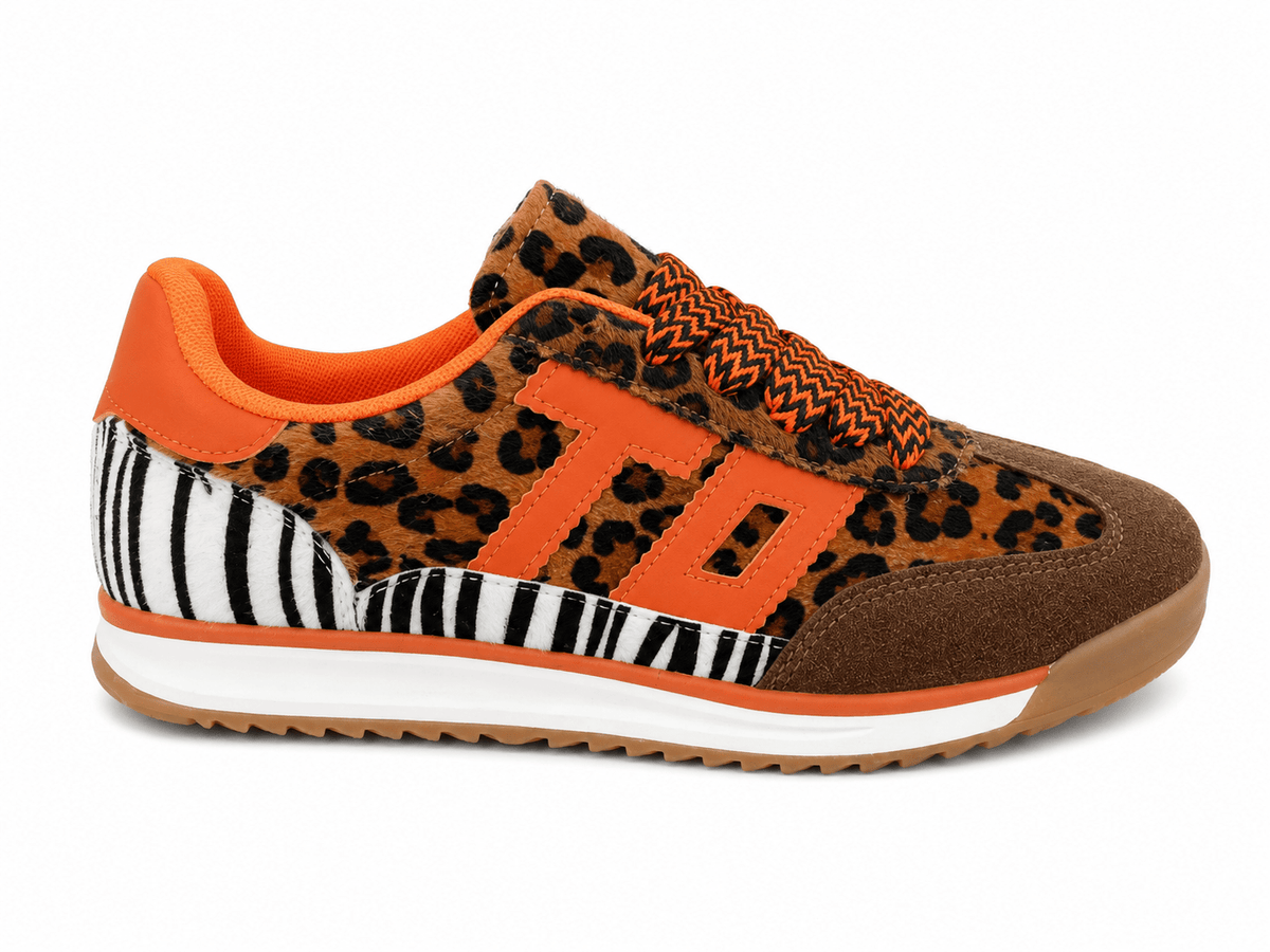 Baskets Femme Léopard Orange Tendance Statement
