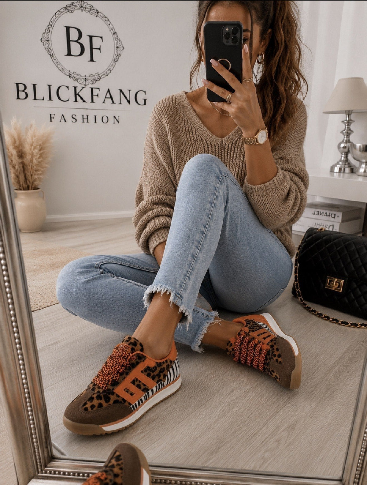 Baskets Femme Léopard Orange Tendance Statement