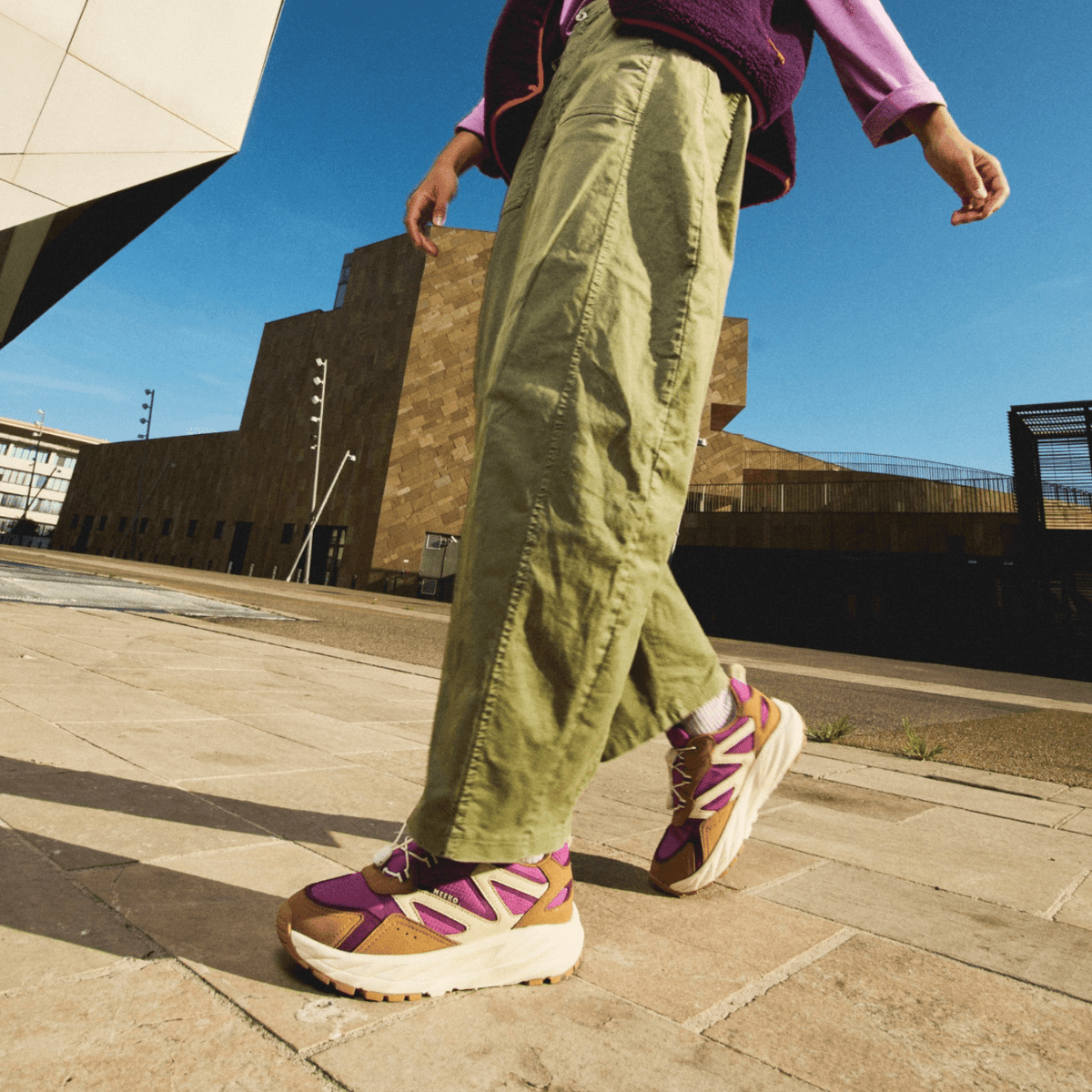 Baskets Techniques Mauve Femme Durables Confort