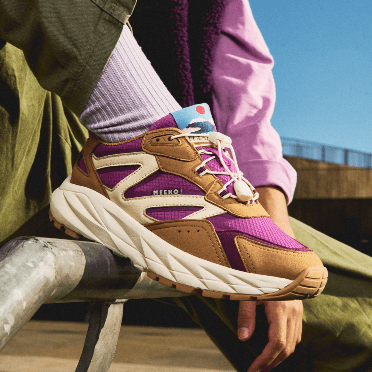 Baskets Techniques Mauve Femme Durables Confort