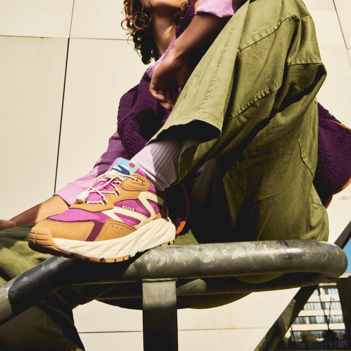 Baskets Techniques Mauve Femme Durables Confort