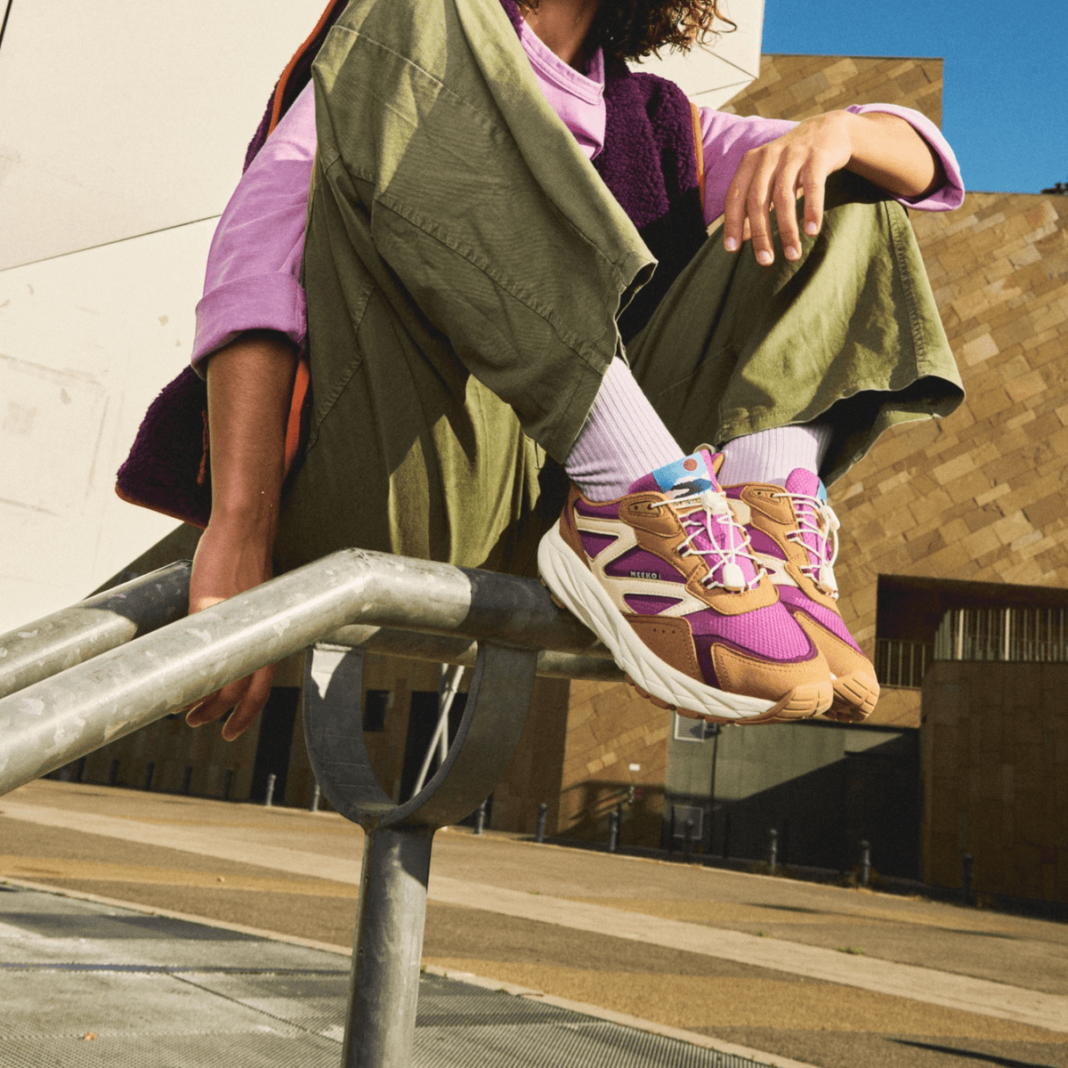 Baskets Techniques Mauve Femme Durables Confort