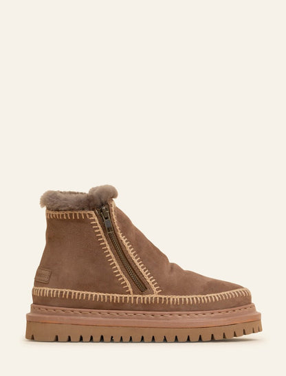Bottines Femme Crochet Daim Beige Confort Hiver