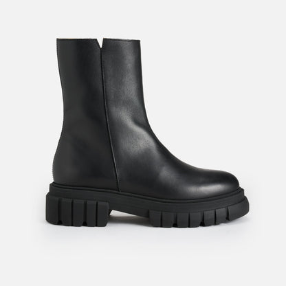 Bottines Zip Cuir Noir Femme Élégantes Confort