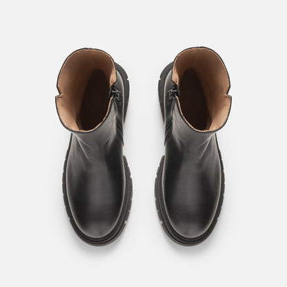 Bottines Zip Cuir Noir Femme Élégantes Confort