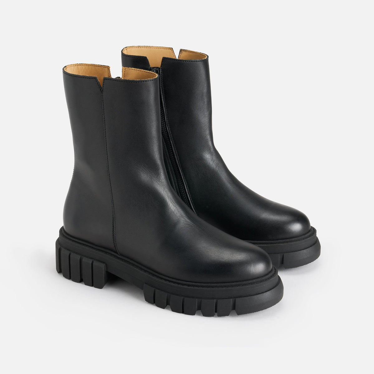 Bottines Zip Cuir Noir Femme Élégantes Confort