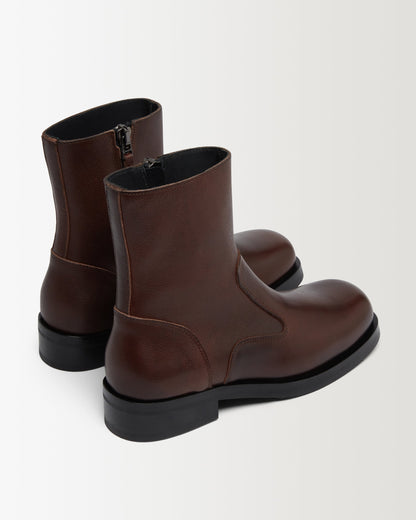 Bottines Zip Marron Femme Cuir Confort