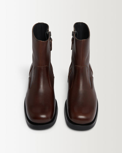 Bottines Zip Marron Femme Cuir Confort