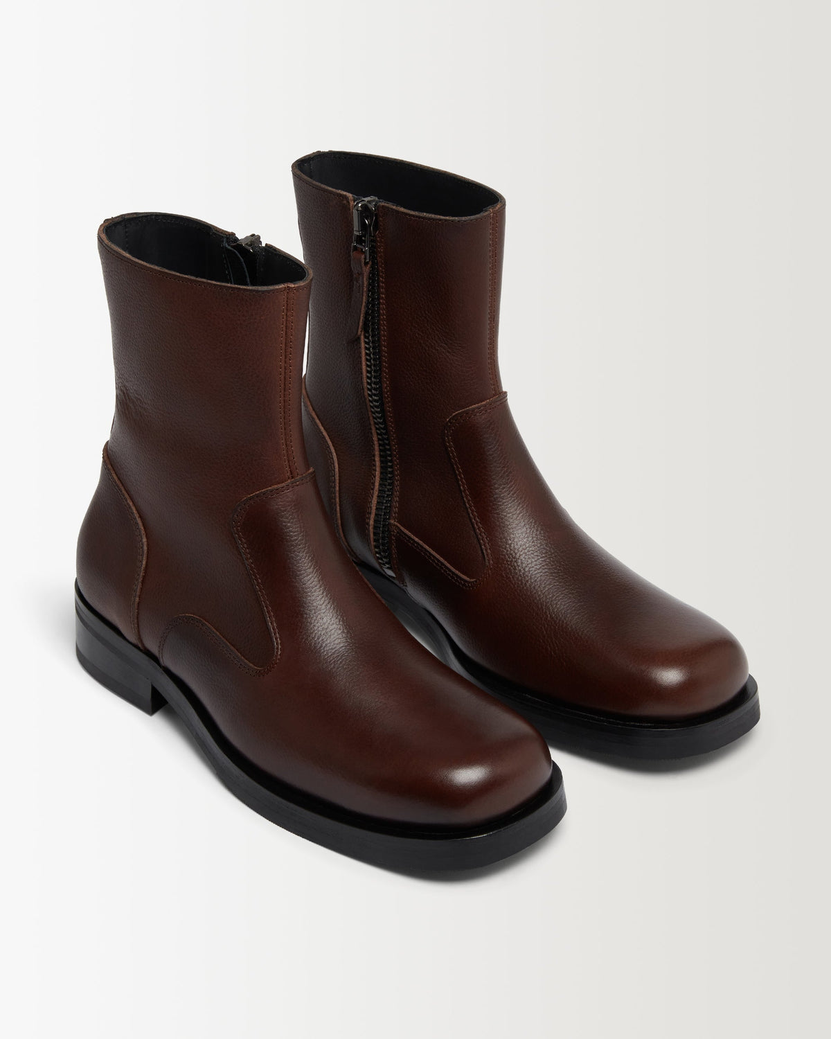 Bottines Zip Marron Femme Cuir Confort