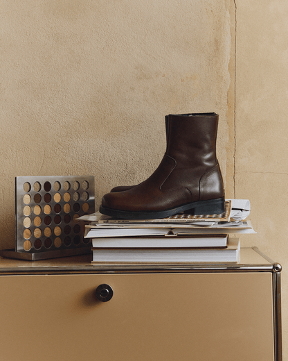 Bottines Zip Marron Femme Cuir Confort