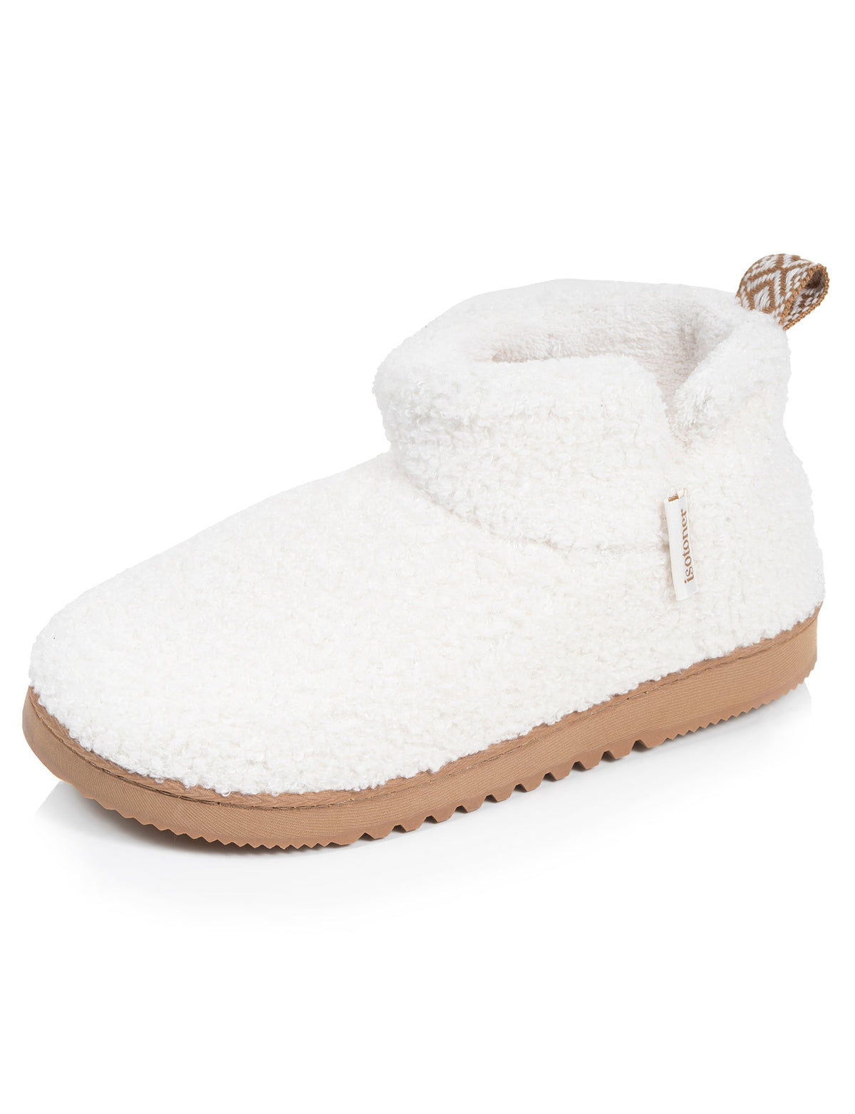 Chaussons Bottillons Femme Ivoire Fourrure Sherpa