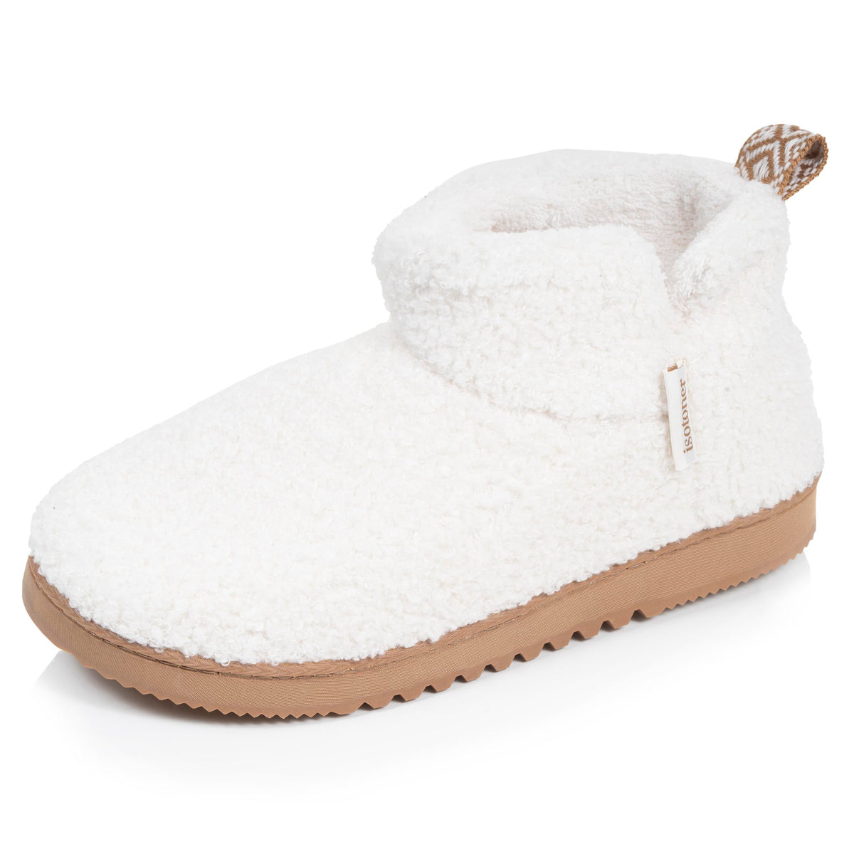 Chaussons Bottillons Femme Ivoire Fourrure Sherpa