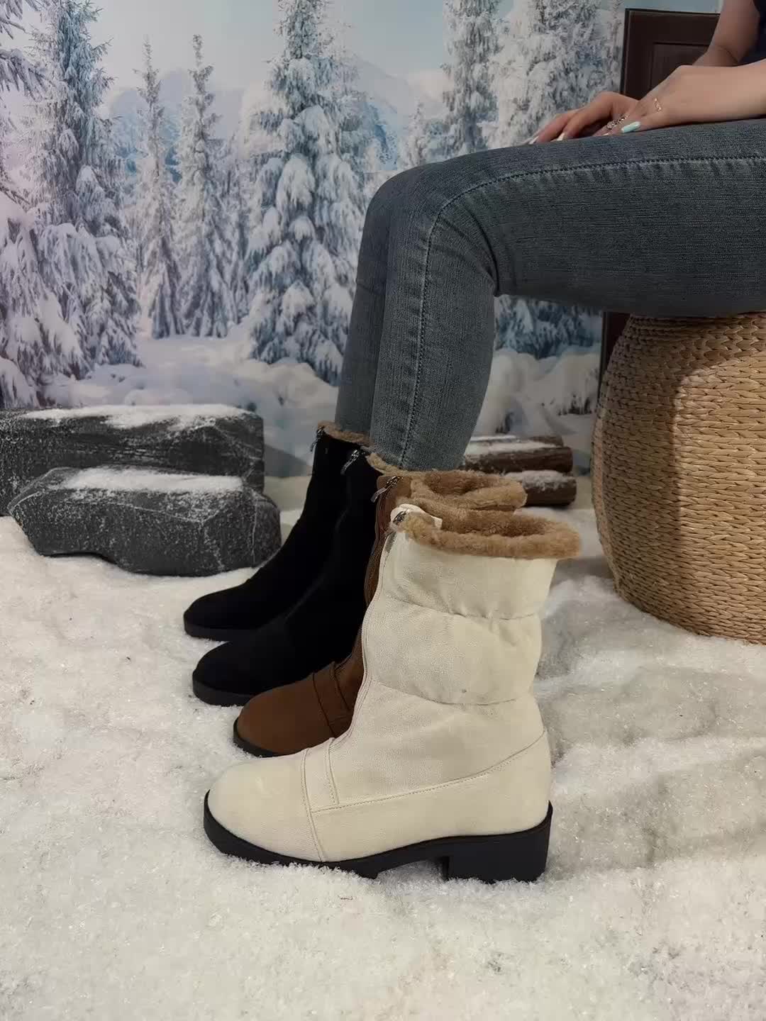 Bottes Mi-Hautes Col Rabattu Femme Zip Avant 3 Coloris