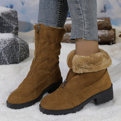 Bottes Mi-Hautes Col Rabattu Femme Zip Avant 3 Coloris