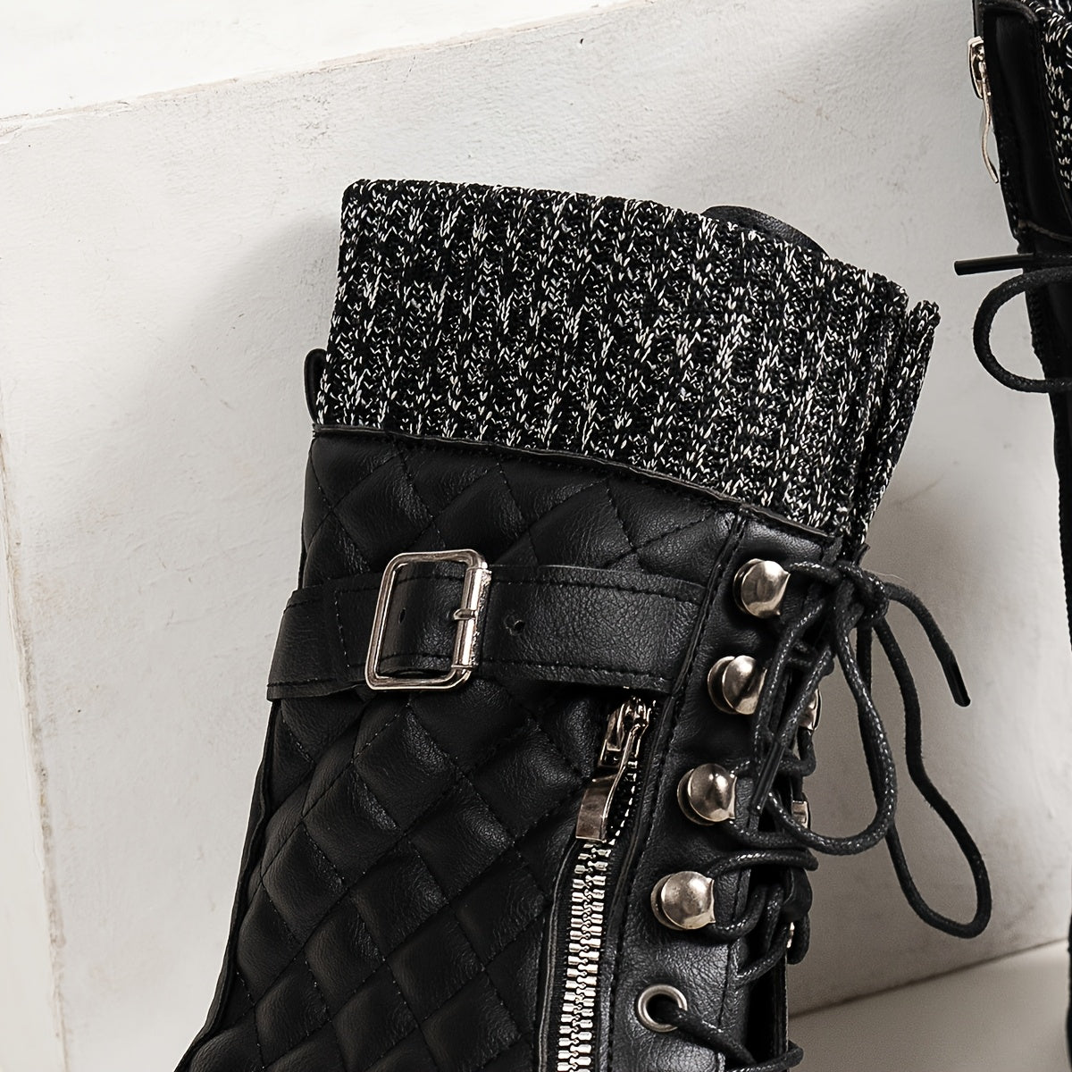 Bottes Motard Western Femme Doublure Thermique Noires