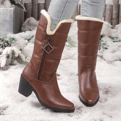 Bottes Femme Talon Bloc Zip Latéral 2 Coloris