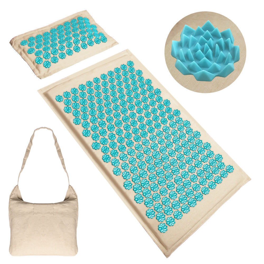Tapis d’Acupression avec Oreiller Plat – Relaxation Totale et Soulagement des Tensions